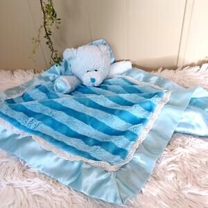 Unipak Designs Bear Lovey Security Blanket Blue